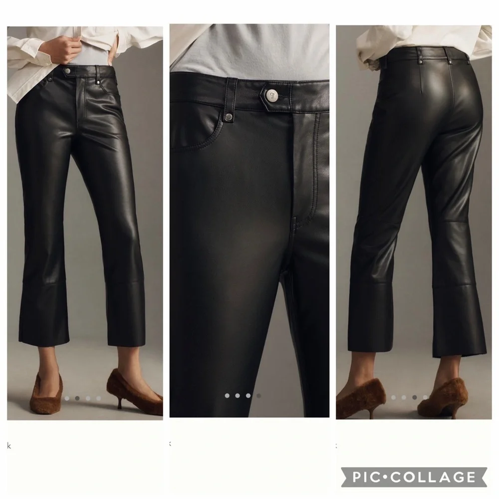NWT new 30 Anthropologie pilcro cropped faux leather moto pants black short